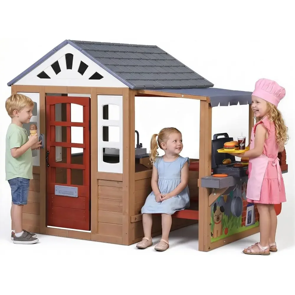 Kids Outdoor House With Kitchen - Maison de jeu en bois pour