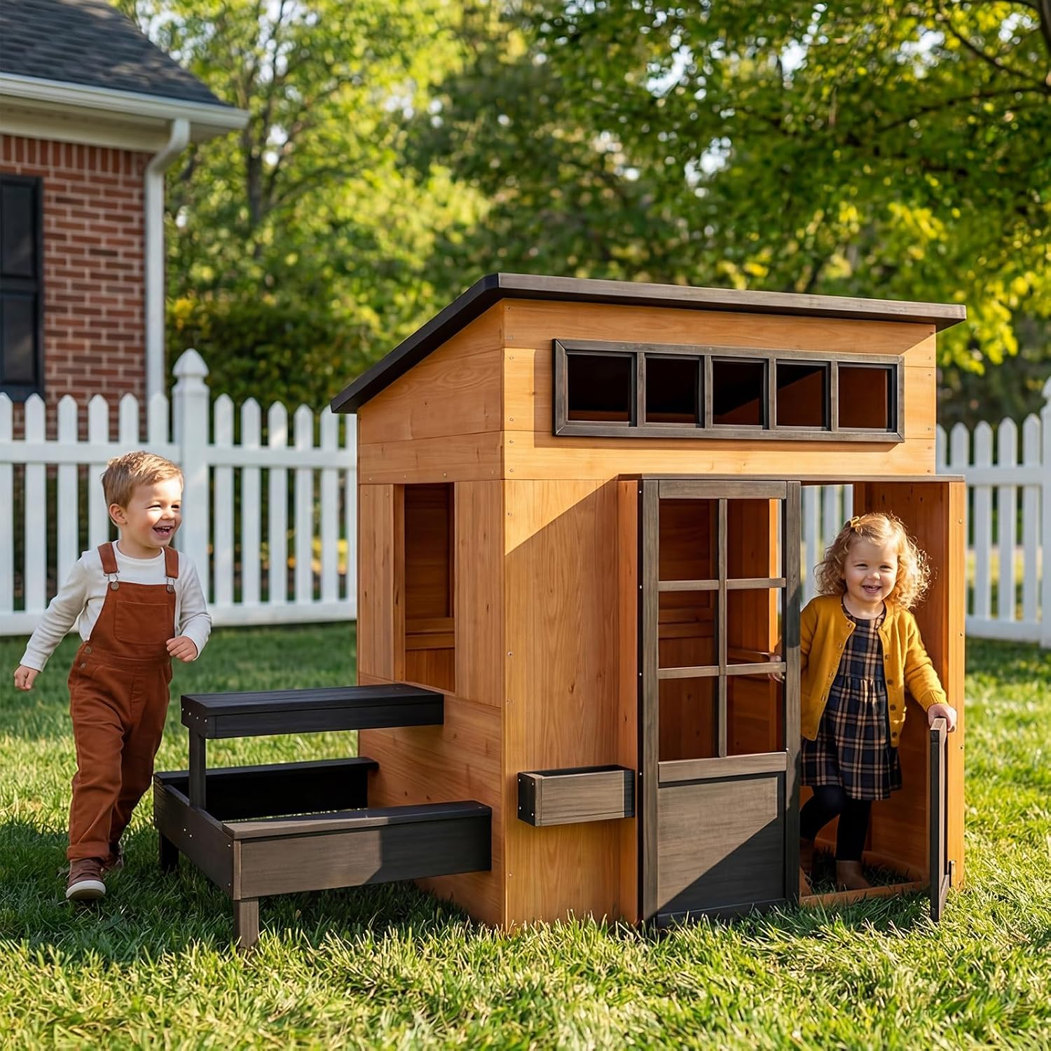 Kids Outdoor House With Kitchen - Maison de jeu extérieure Nordivale moderne