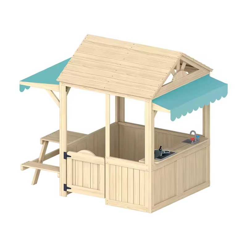 Kids Outdoor House With Kitchen - Maison de jeu en bois pour