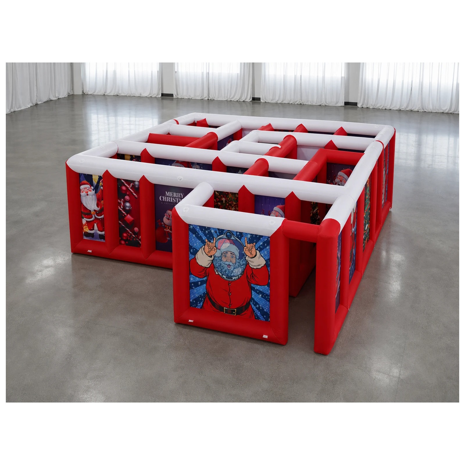 Kids Outdoor Games - Grand labyrinthe gonflable rouge et blanc