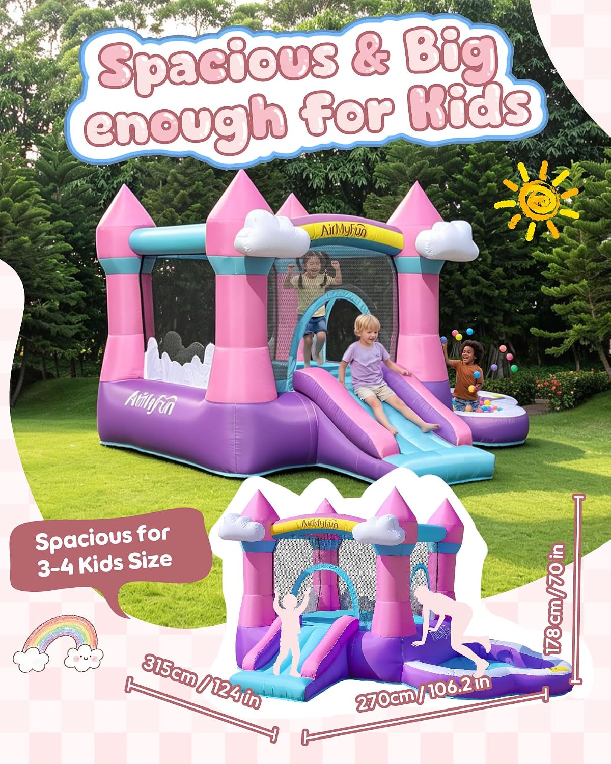Château gonflable rose pour en - Kids Outdoor Slide avis et prix