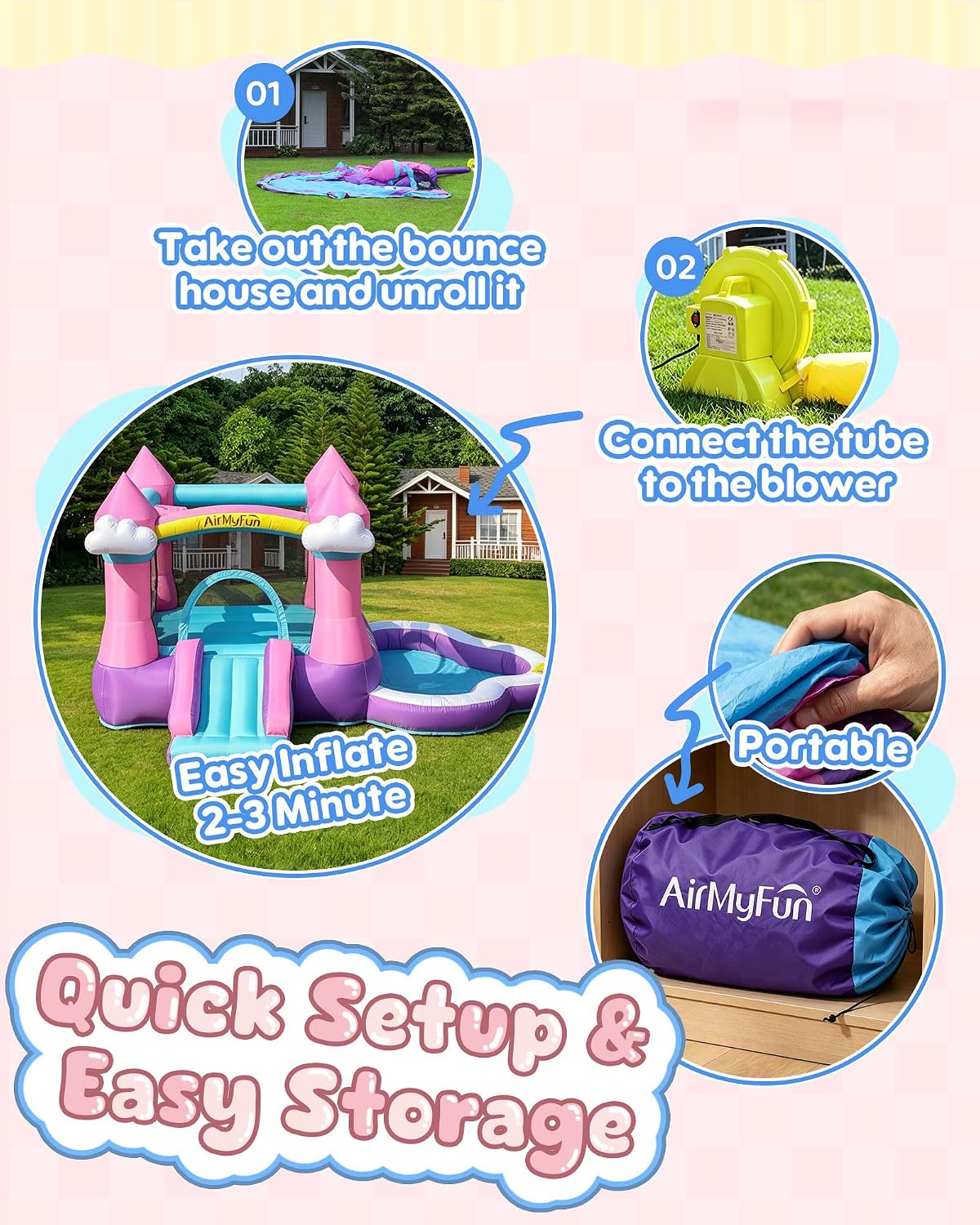 Château gonflable rose pour en - Kids Outdoor Slide avis et prix