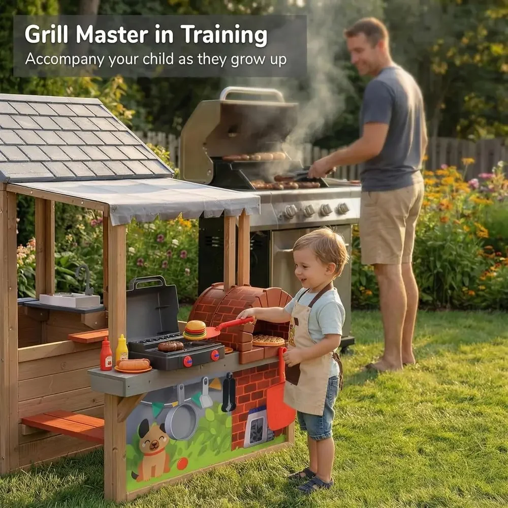 Maison de jeu en bois pour enf - Kids Outdoor House With Kitchen avis et prix