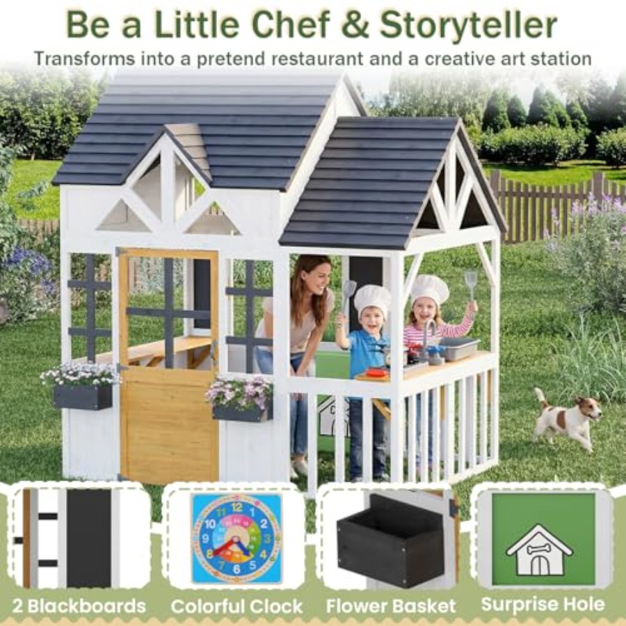Maison de jeu en bois d'extéri - Kids Outdoor House With Kitchen avis et prix