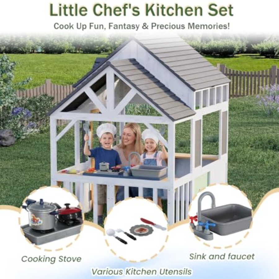 Maison de jeu en bois d'extéri - Kids Outdoor House With Kitchen avis et prix